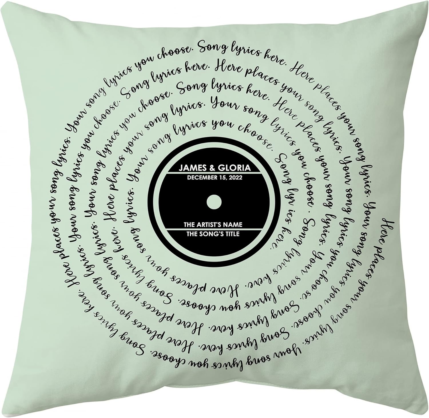 Green Song Lyrics - Personalized Pillow(Insert Included)