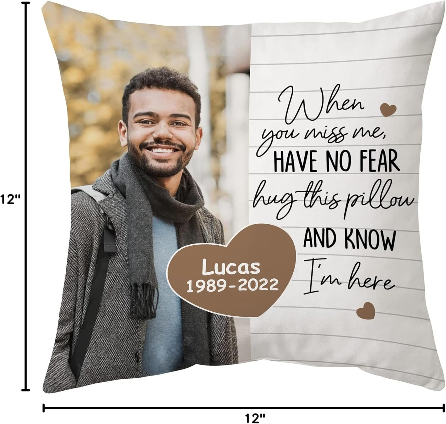Personalized Memorial Sympathy Pillow with Insert – Custom Photo Remembrance Cushion – Bereavement Gift for Loss of Loved One