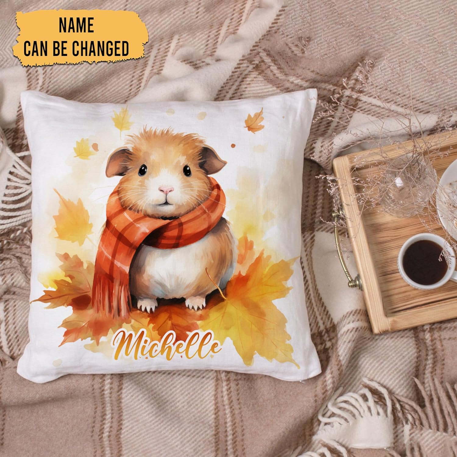 Guinea Pig Maple Leaves - Personalized Pillow(Insert Included)