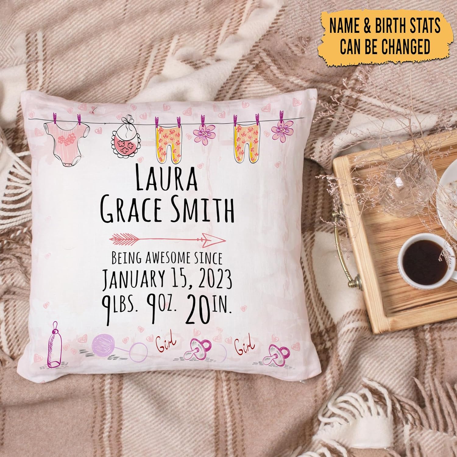 Girls Birthday Theme - Personalized Pillow (Insert Included)
