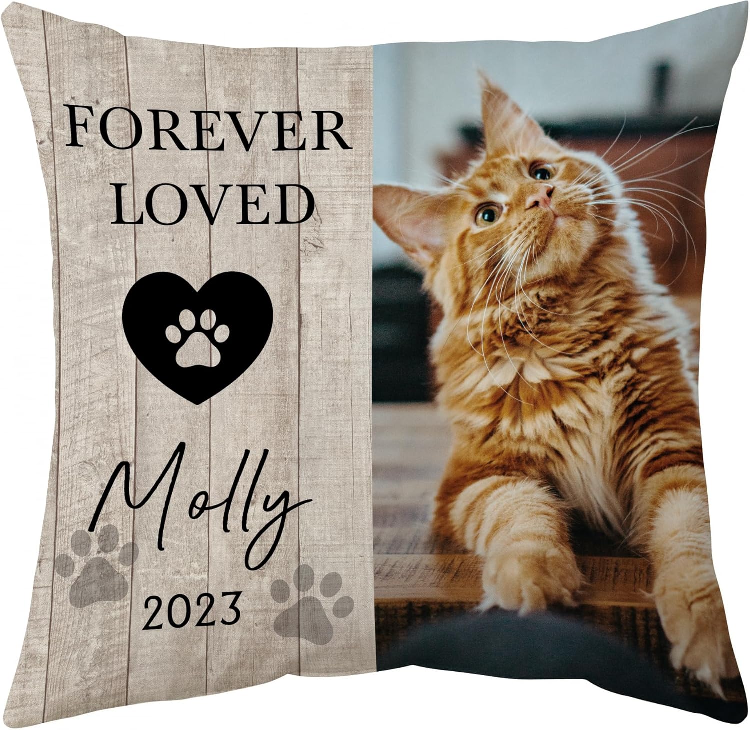 Personalized Pet Memorial Pillow with Insert – Custom Cat or Dog Photo Cushion – Sympathy Remembrance Gift for Pet Loss