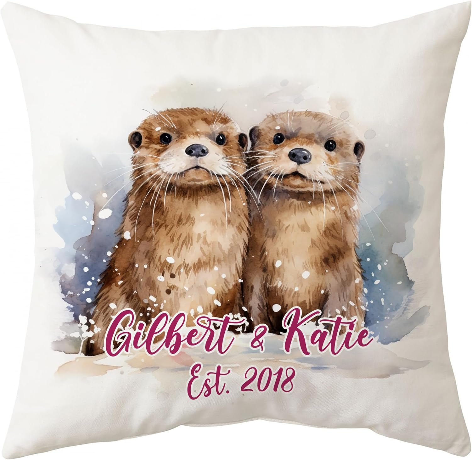 Otter Winter Pattern - Personalized Pillow (Insert Included)