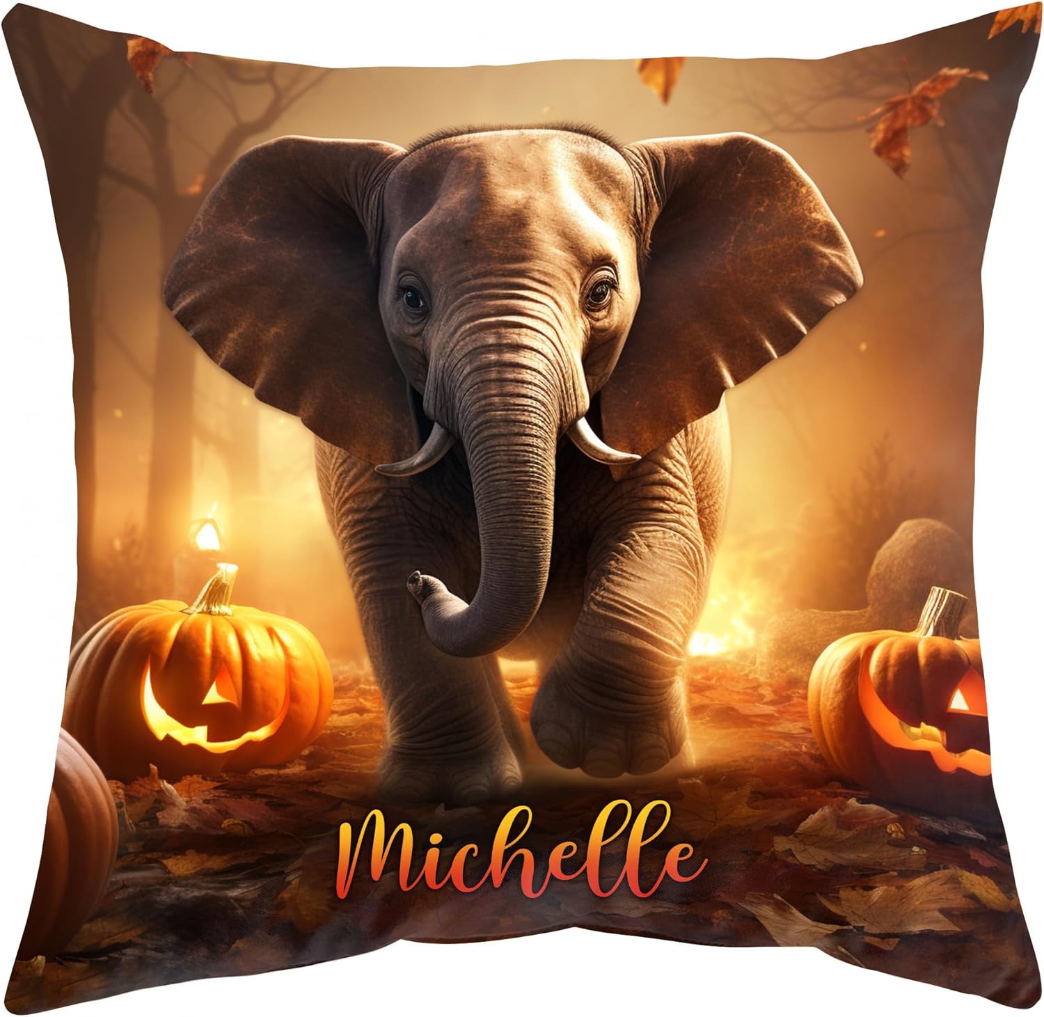 Elephant Halloween Pattern - Personalized Pillow (Insert Included)