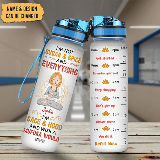 Yoga Lotus Water Bottle Tracker 32oz – Personalized Hydration Bottle with Time Marker – Unique Gift for Yoga Lovers