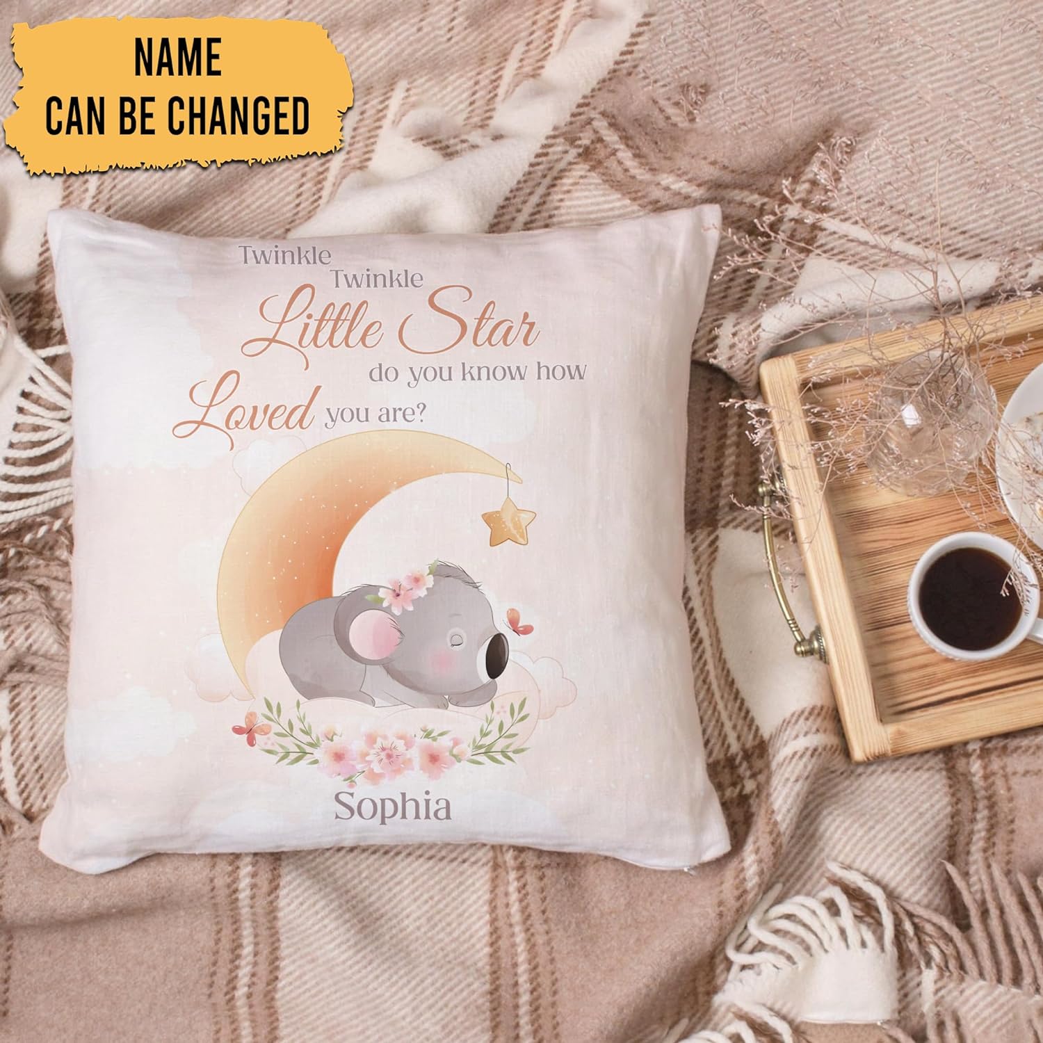 Moon Koala Pattern - Personalized Pillow (Insert Included)