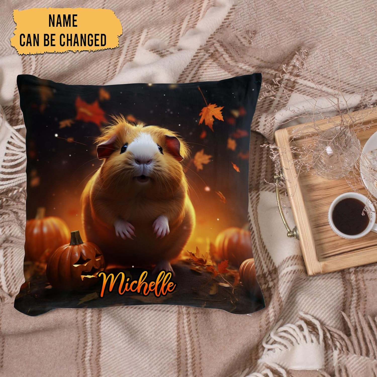 Guinea Pig Halloween Pattern - Personalized Pillow (Insert Included)