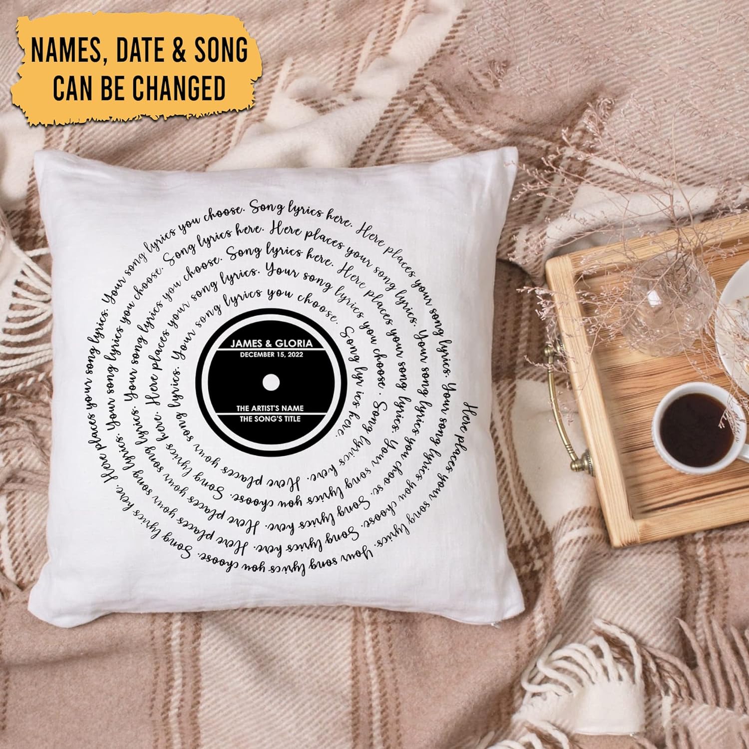 White Song Lyrics - Personalized Pillow(Insert Included)