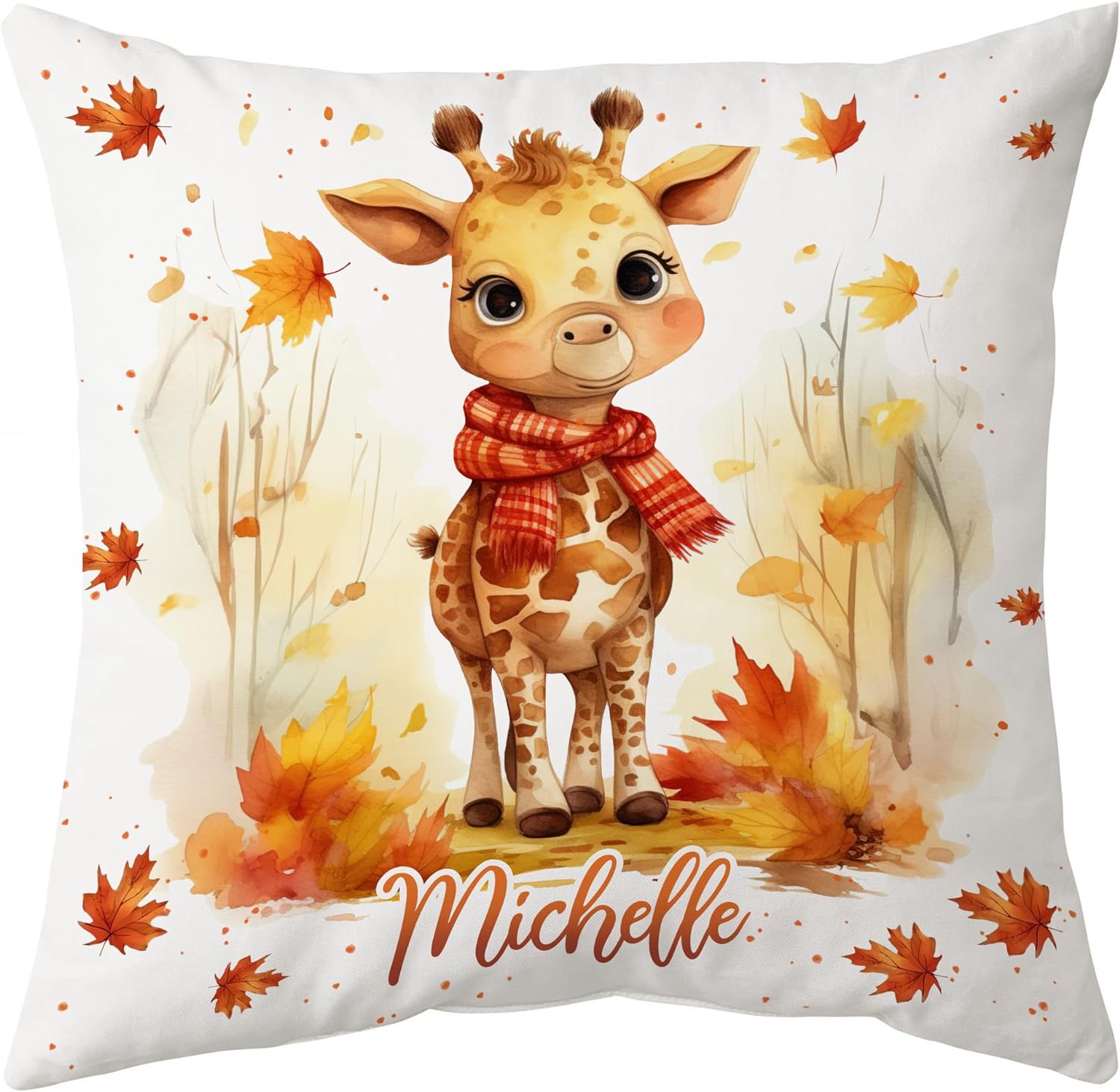 Giraffe Maple Leaves - Personalized Pillow (Insert Included)