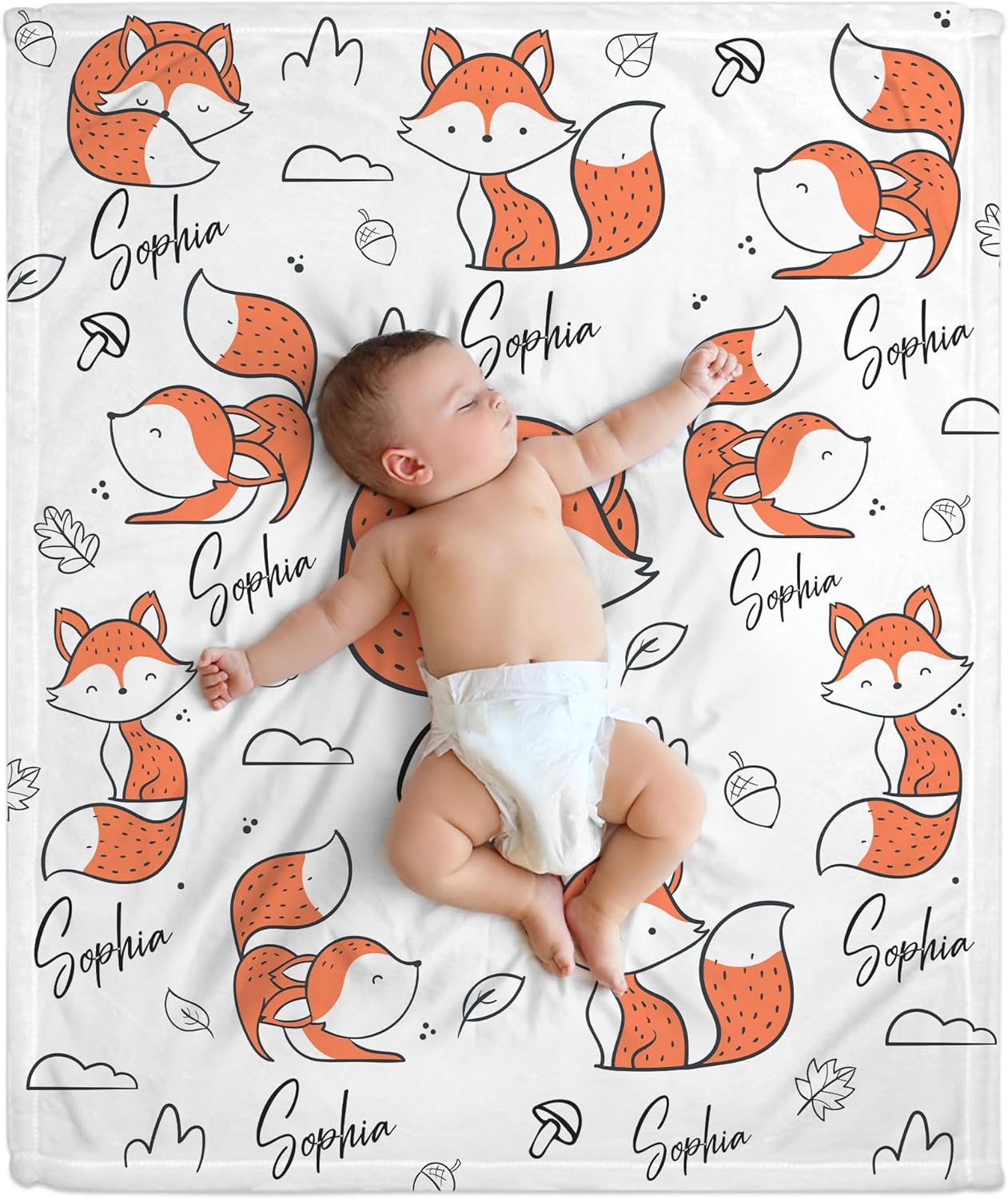 Fox Baby Blanket - Personalized Blanket