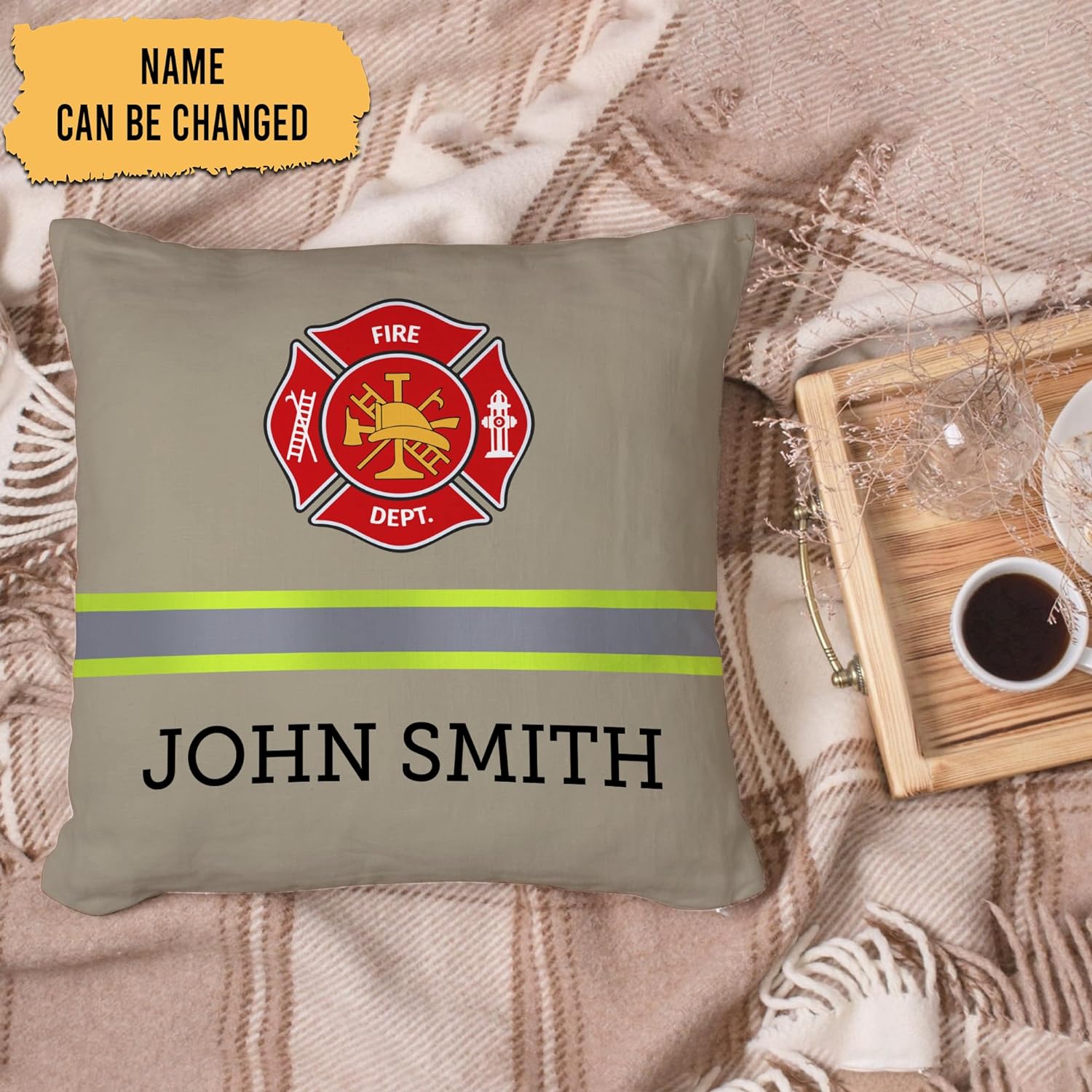 Firefighter Pattern - Personalized Pillow (Insert Included)