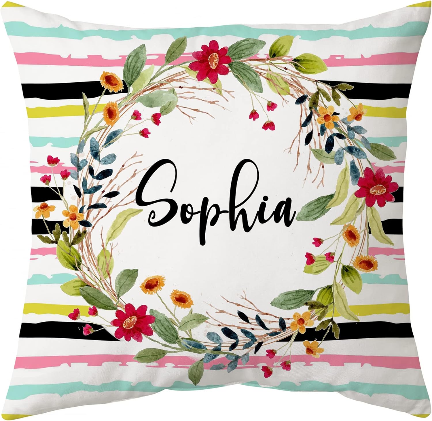 Floral Theme - Personalized Pillow (Insert Included)