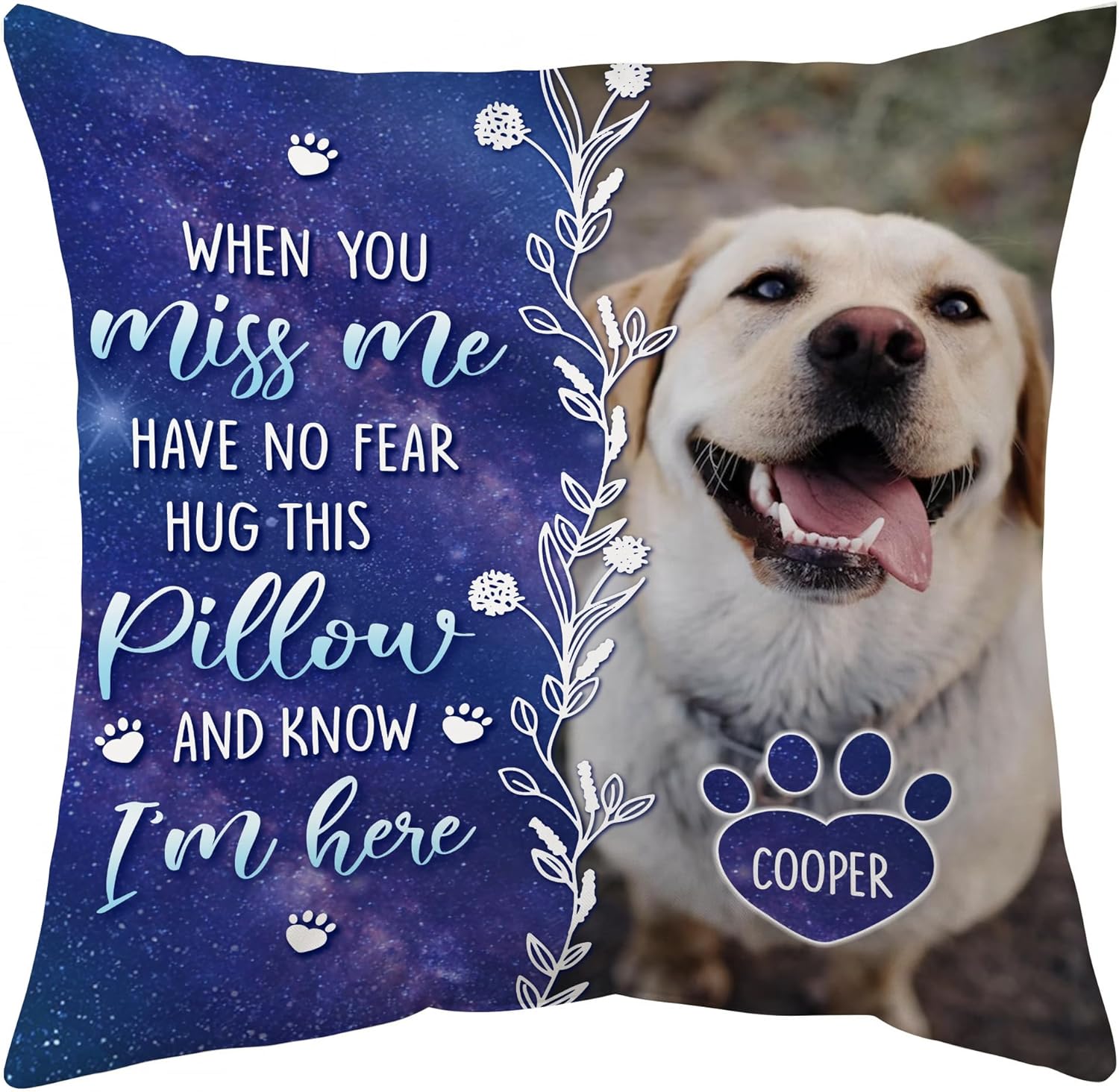 Personalized Pet Memorial Pillow with Insert – “When You Miss Me” Custom Cushion – Sympathy Gift for Pet Lovers