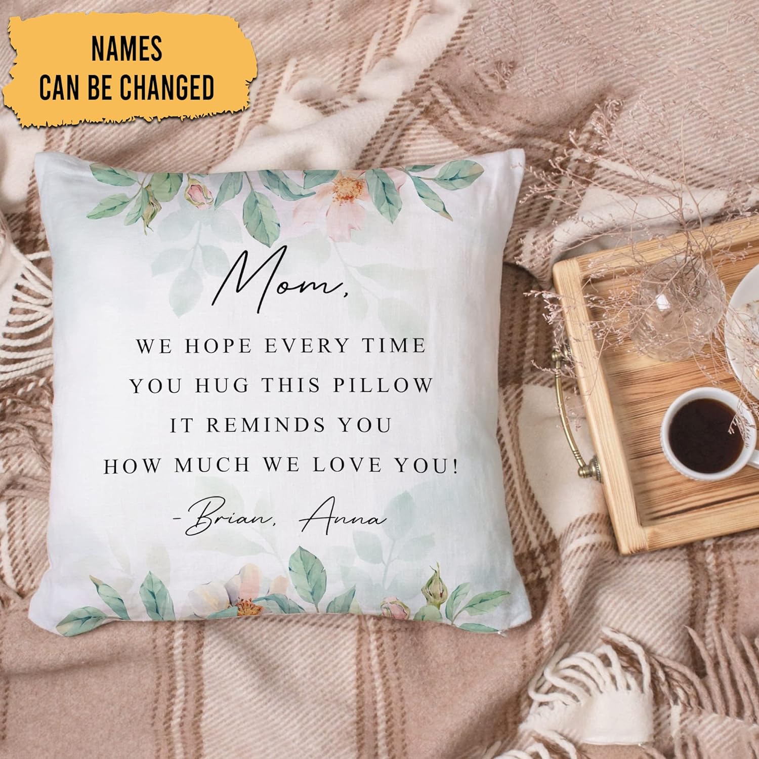Mom Floral Pattern - Personalized Pillow (Insert Included)