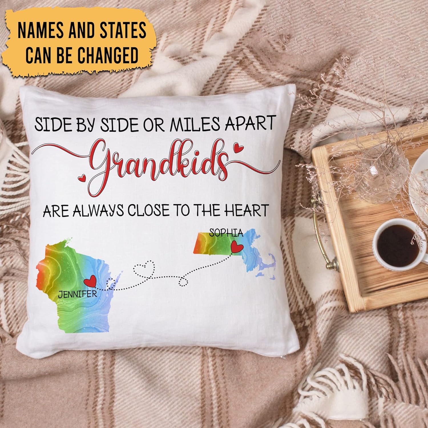 Grandkids Are Always Close To the Heart - Personalized Pillow(Insert Included)