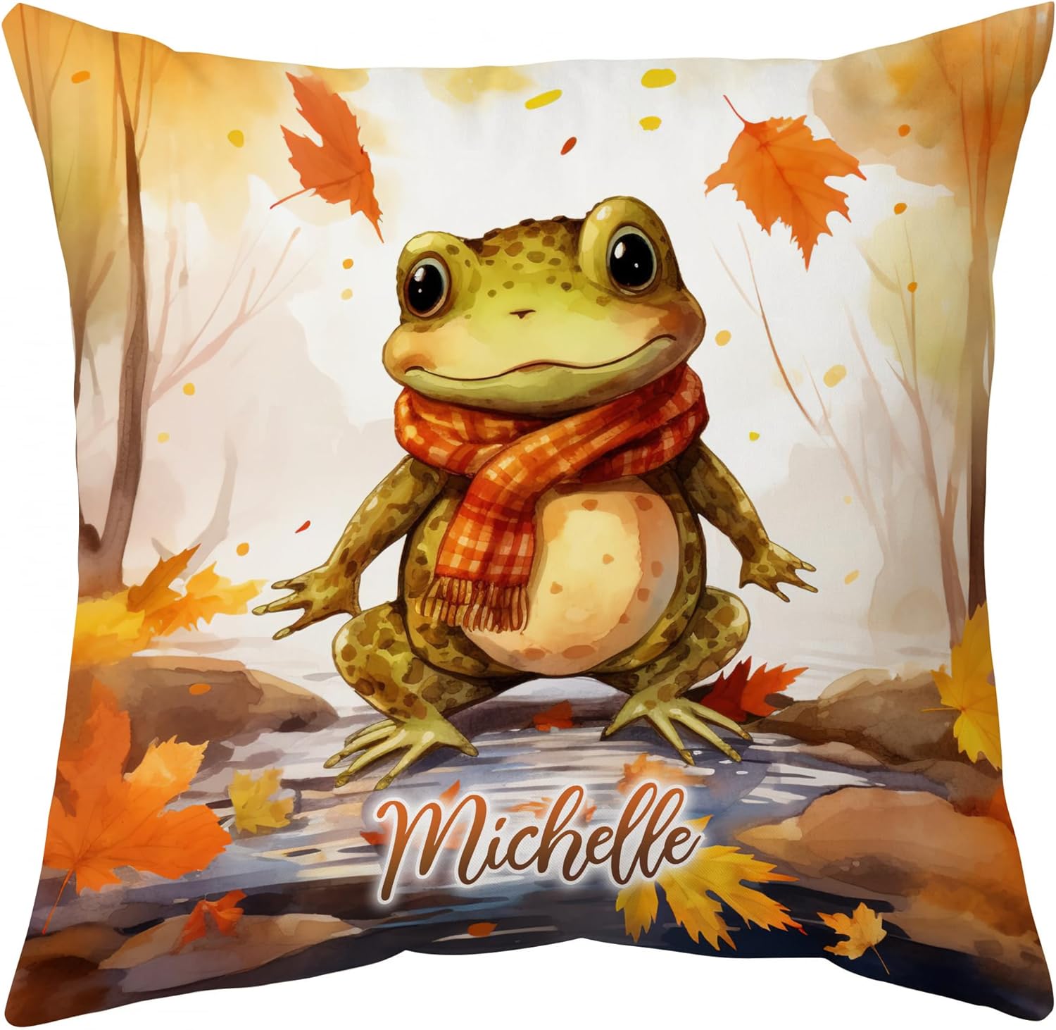Frog Maple Leaves - Personalized Pillow (Insert Included)