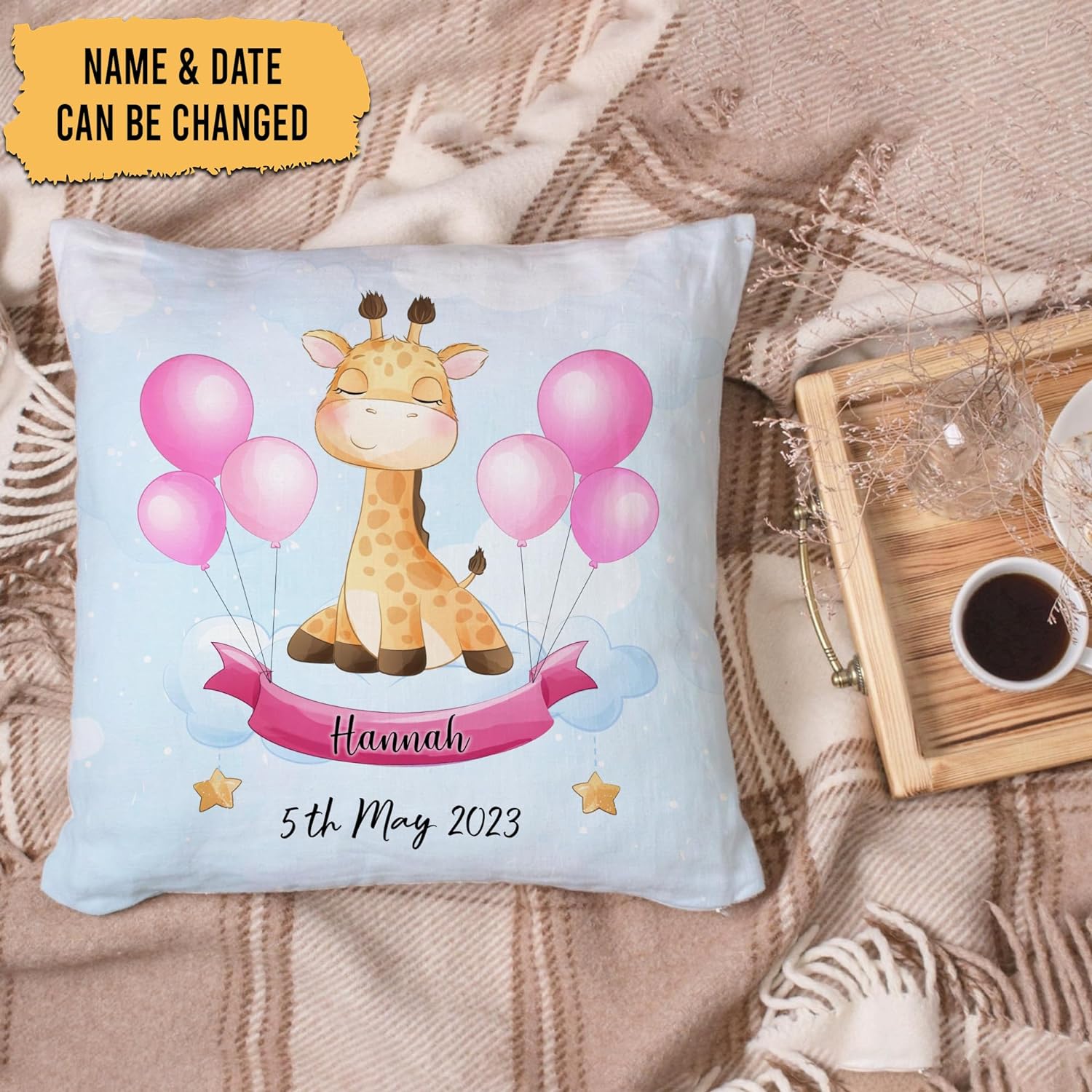 Giraffe Theme - Personalized Pillow (Insert Included)