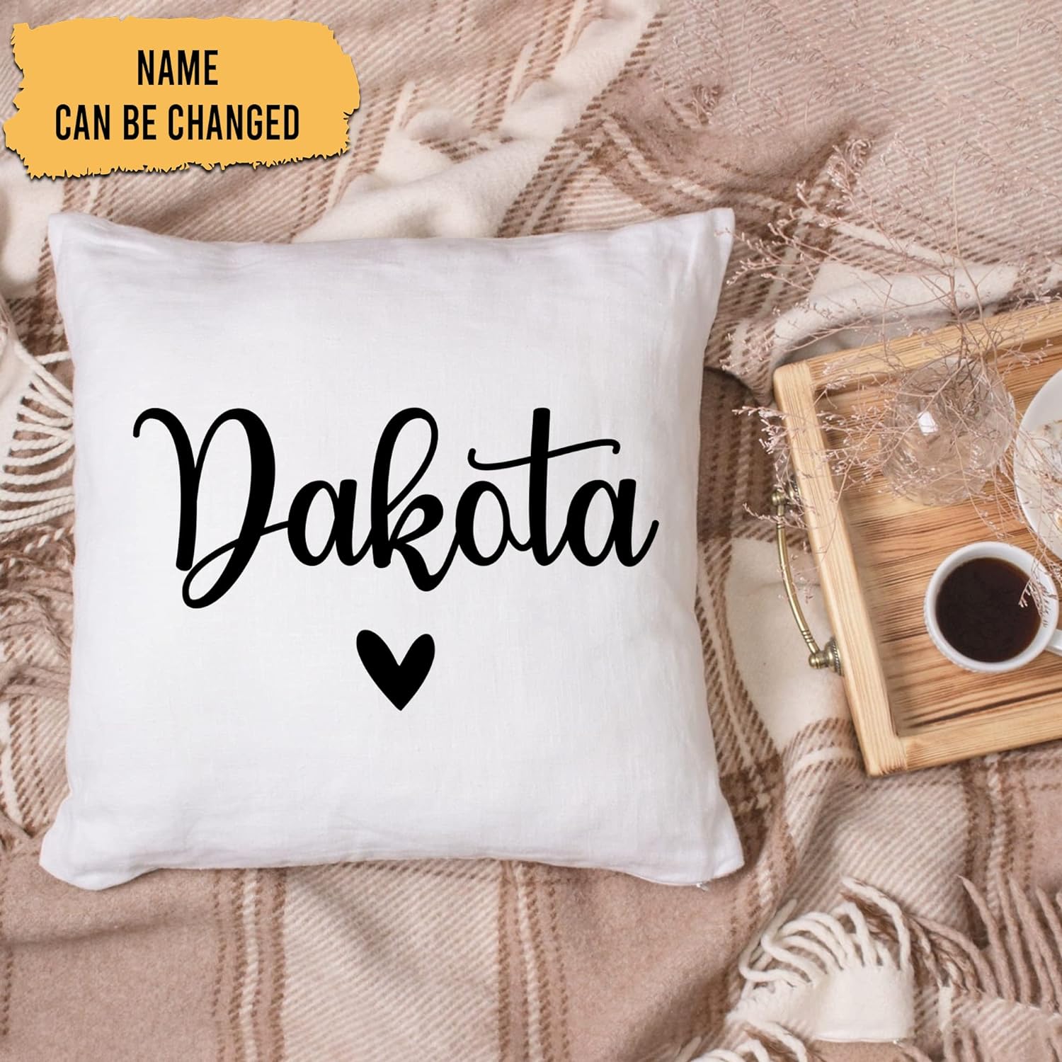 Name Heart Pattern - Personalized Pillow(Insert Included)