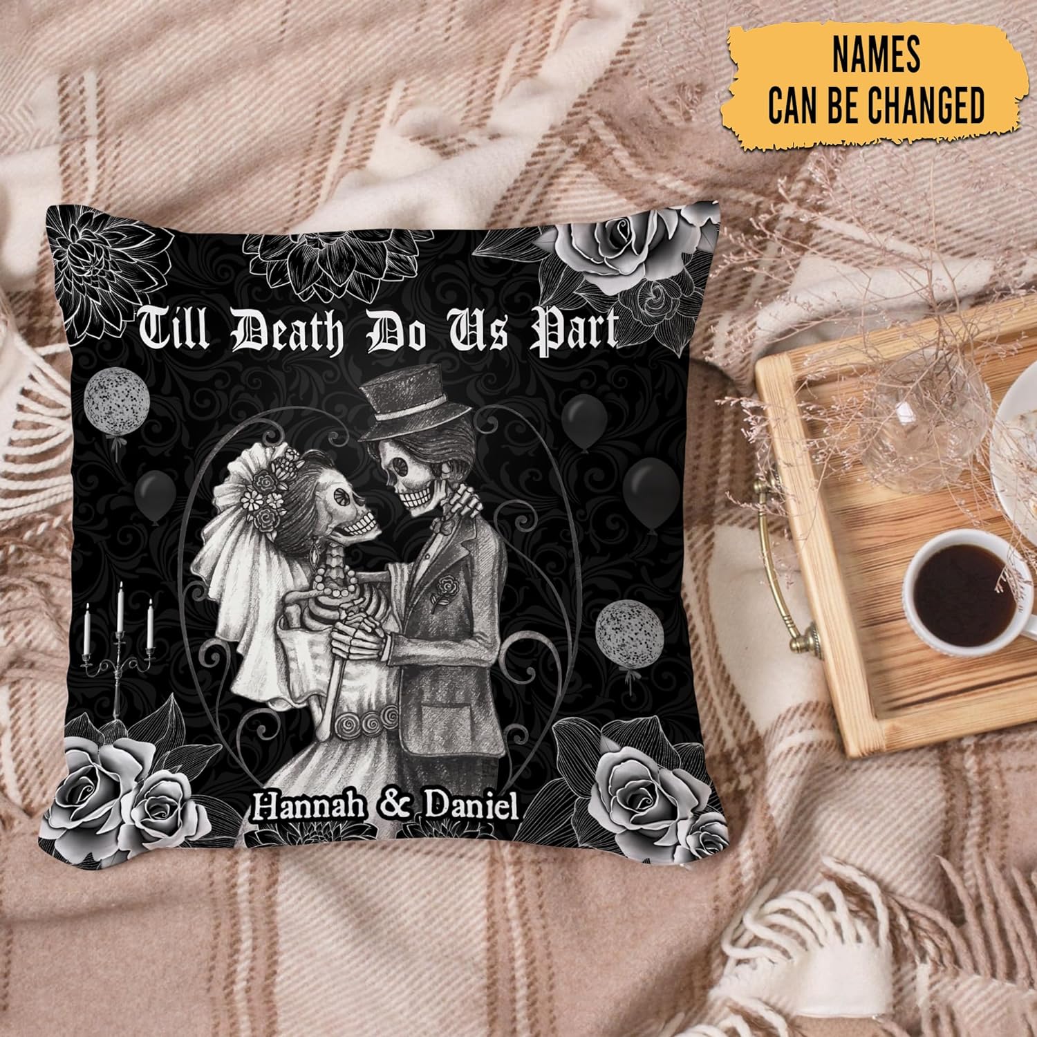 Couple Skull Pattern - Personalized Pillow (Insert Included)