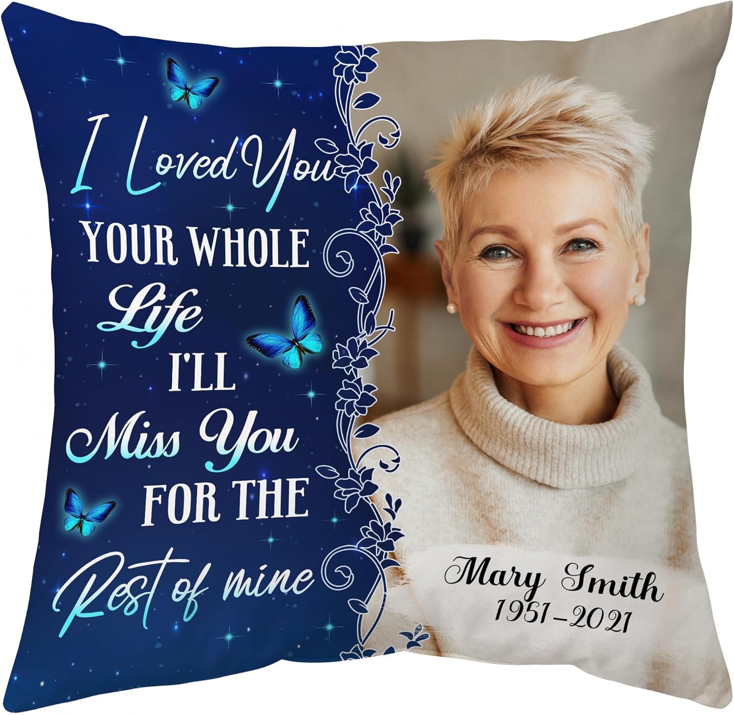 Heaven’s Embrace Personalized Memorial Pillow with Insert – Custom Photo Sympathy Cushion – Bereavement Gift for Loss of Loved One