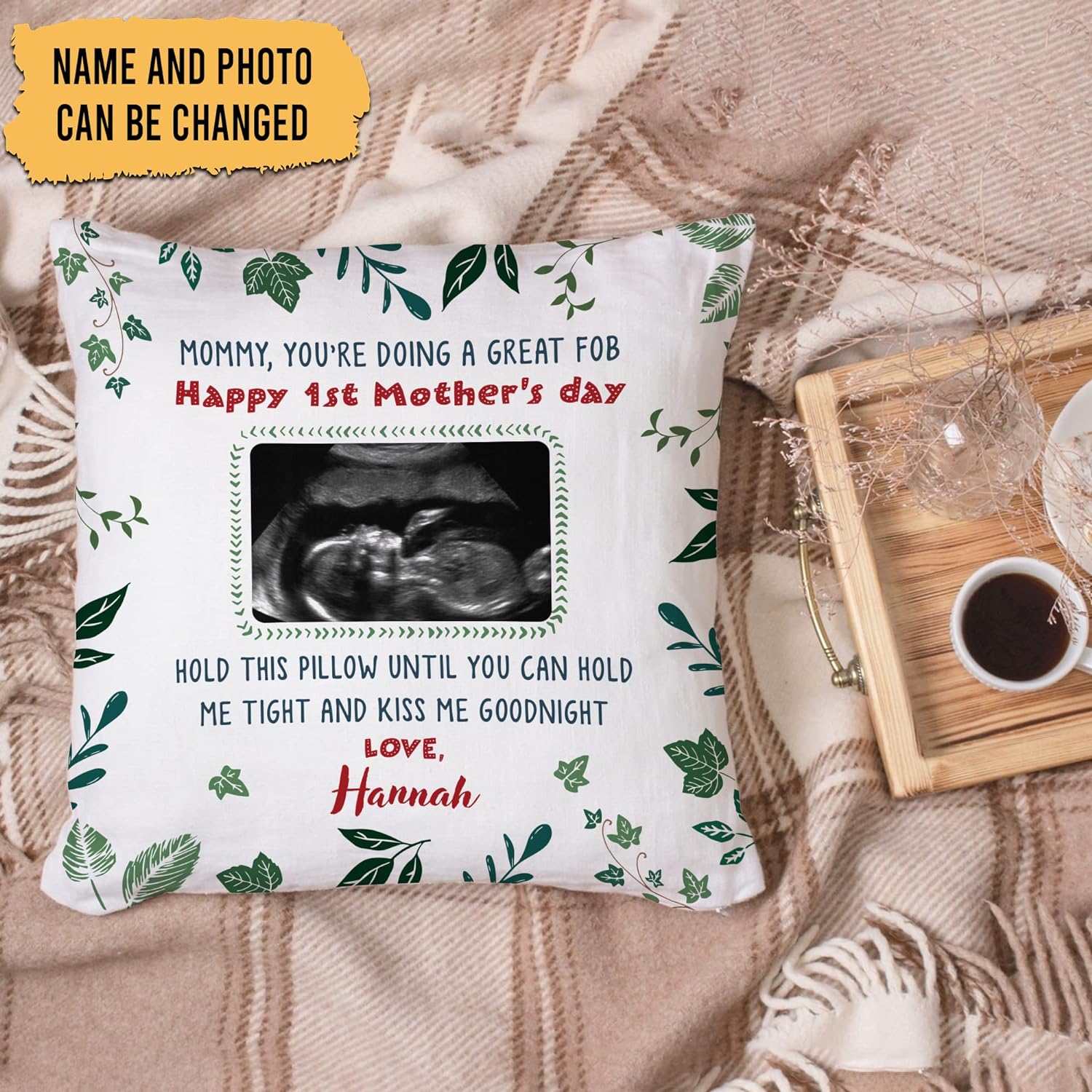Momy,You're Doing A Great Fob - Personalized Photo Pillow