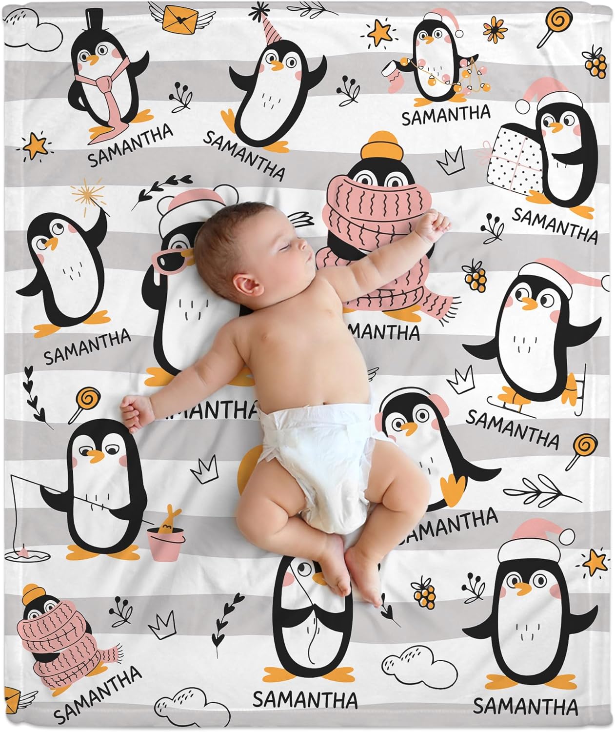 Night Penguin Baby Blanket - Personalized Blanket