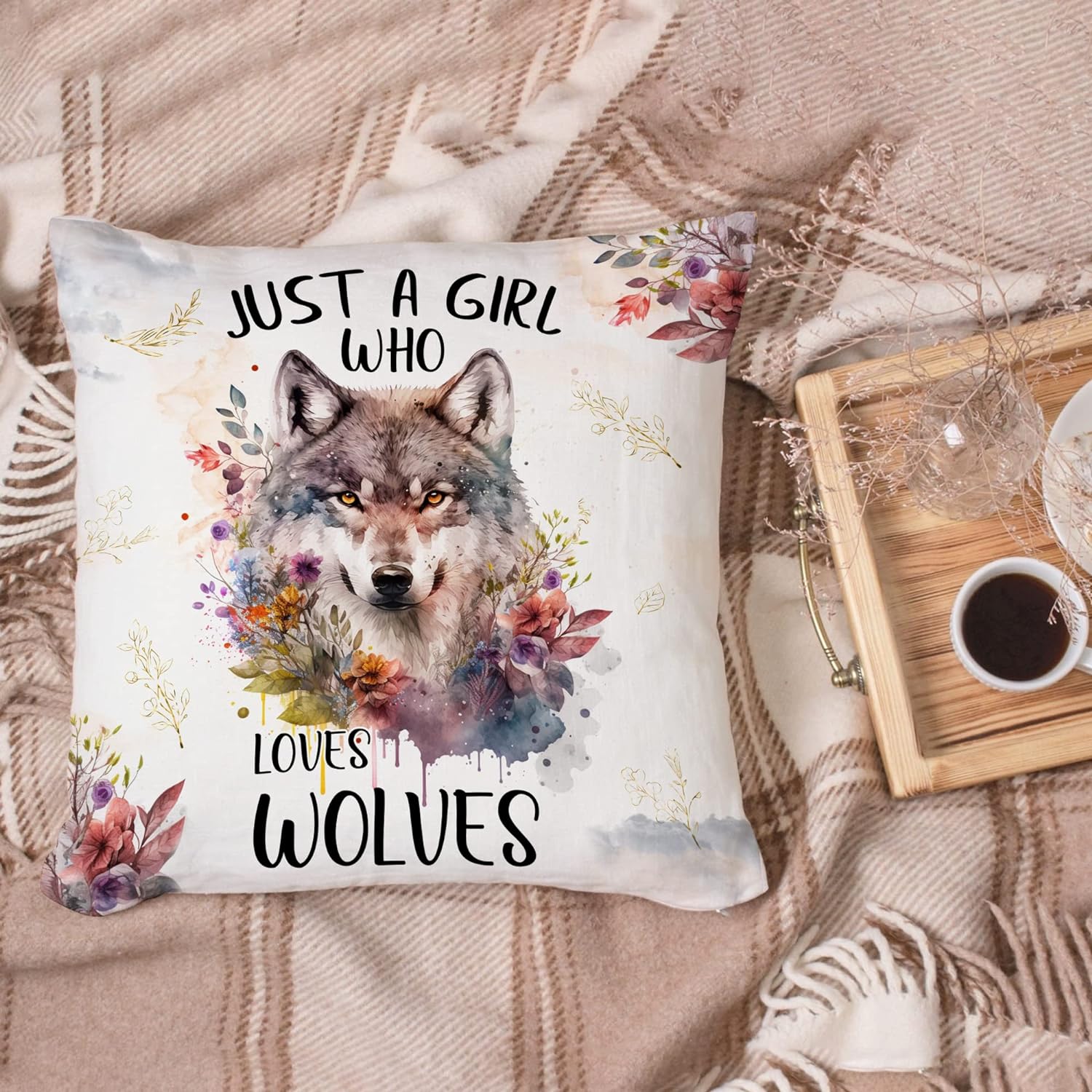 Just A Girl Who Loves Wolves - Pillow(Insert Included)