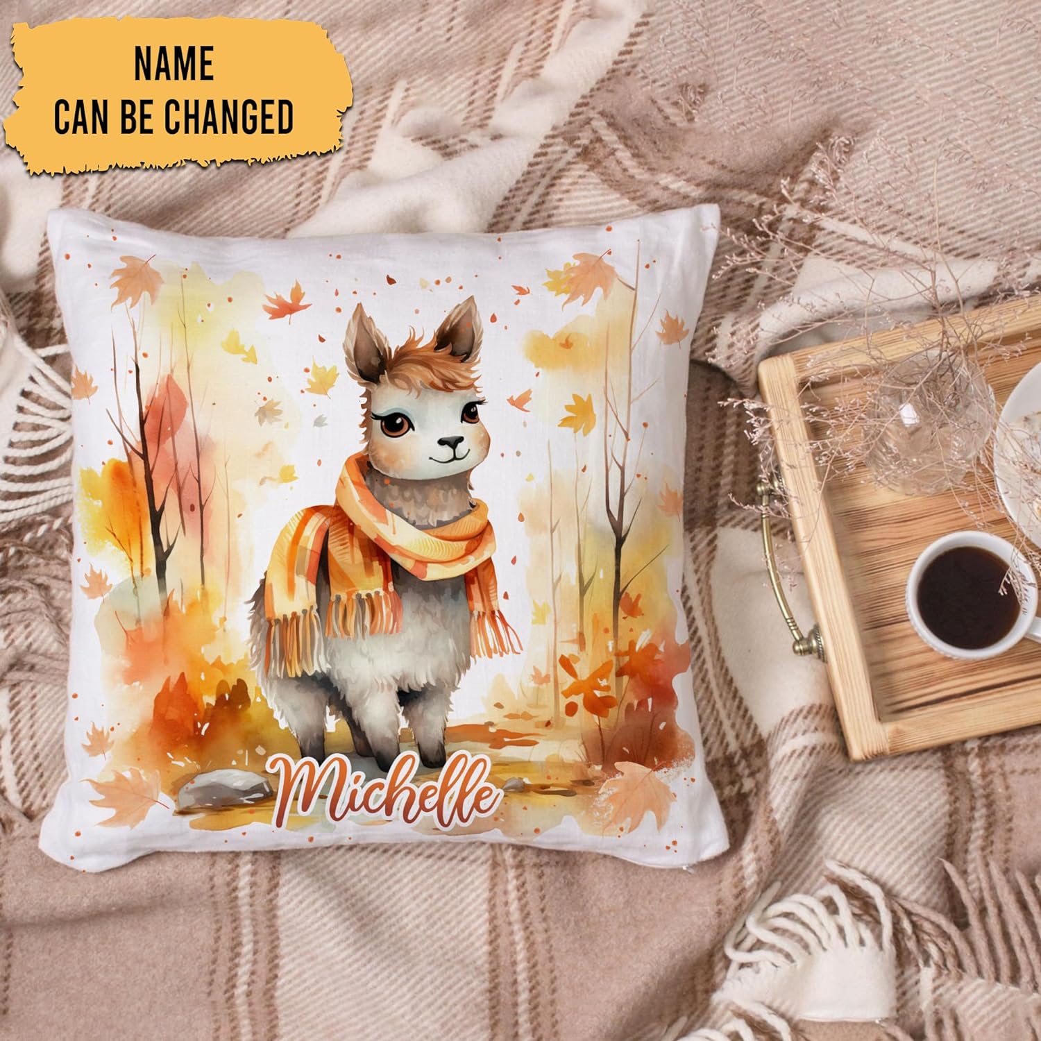 Llama Maple Leaves - Personalized Pillow(Insert Included)
