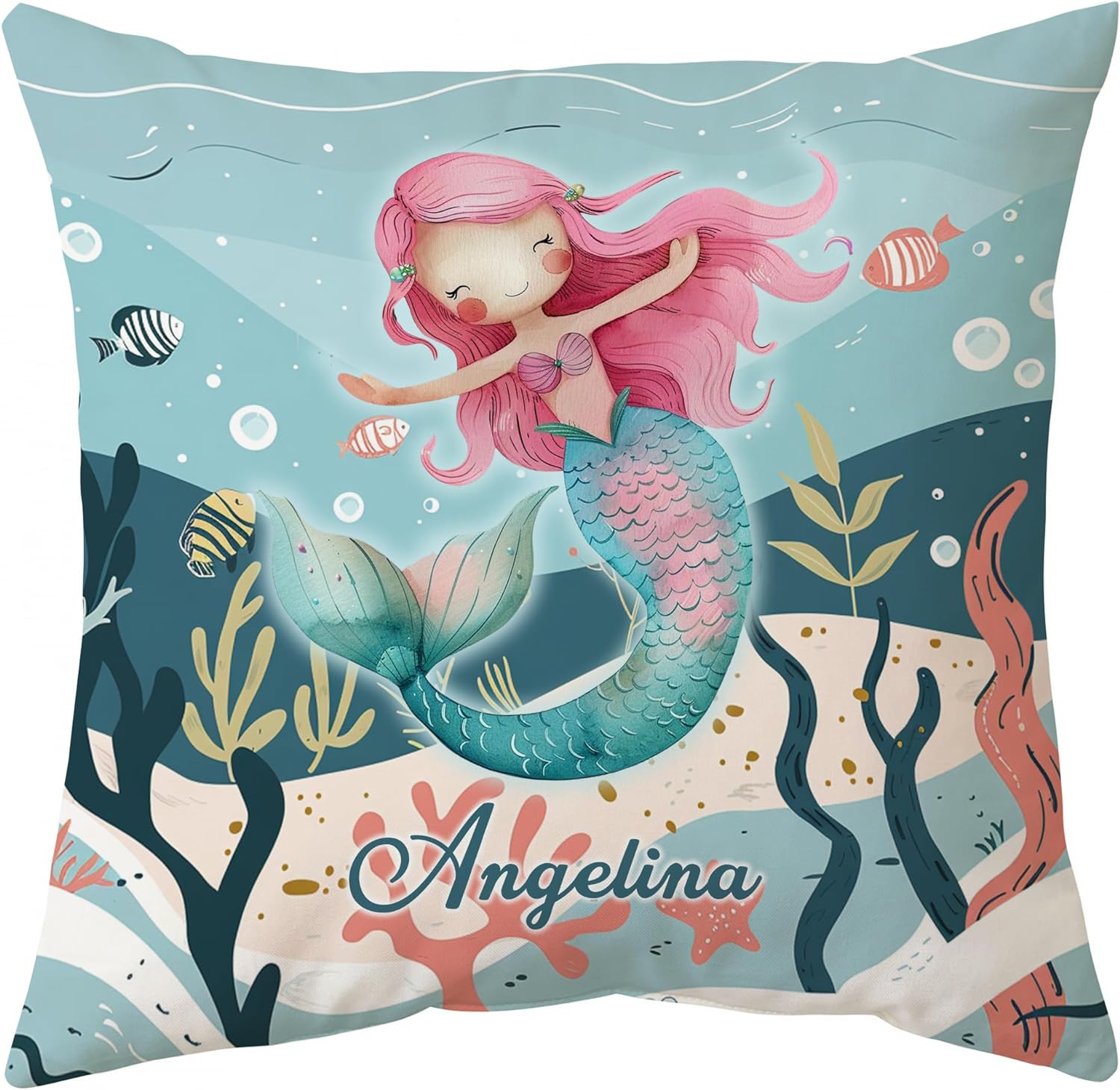 Mermaid Theme - Personalized Pillow (Insert Included)
