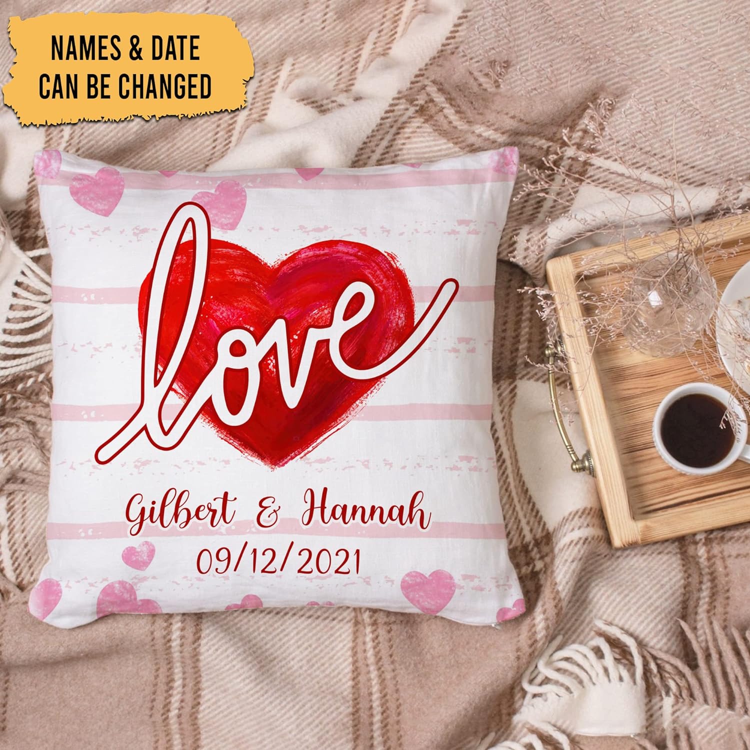 Love Pattern Pillow - Personalized Pillow (Insert Included)