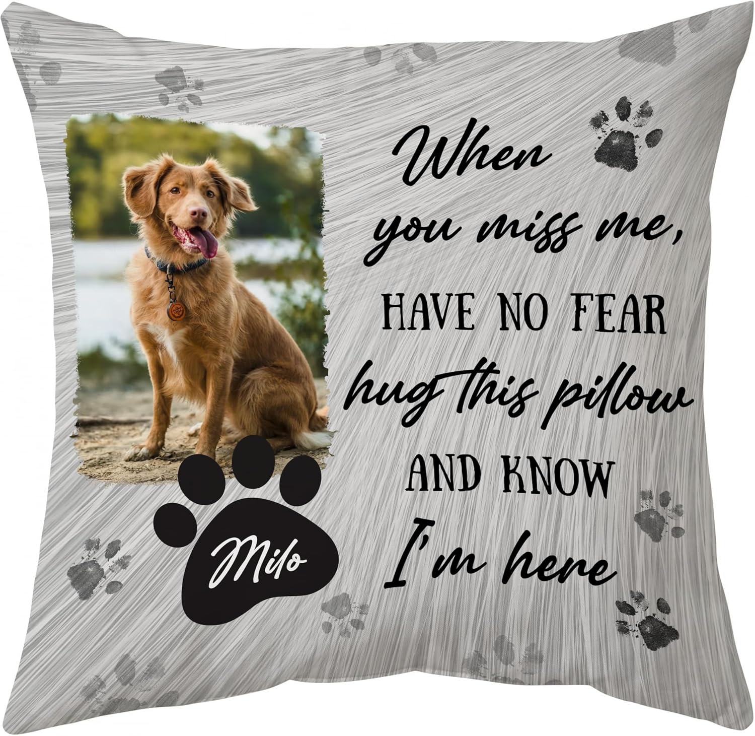 Pet Memorial Personalized Pillow with Insert – Custom Dog or Cat Photo Cushion – Sympathy Gift for Pet Loss & Remembrance