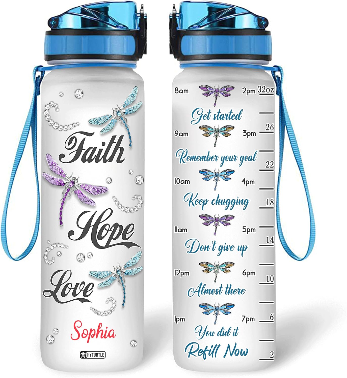 Dragonfly Jewelry - Personalized Water Tracker Bottle 32oz