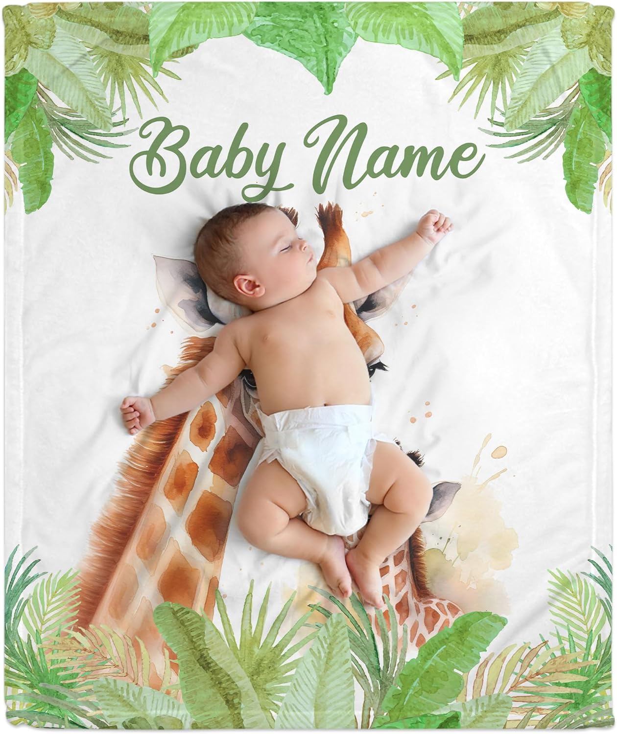 Giraffe Pattern Baby Blanket - Personalized Blanket