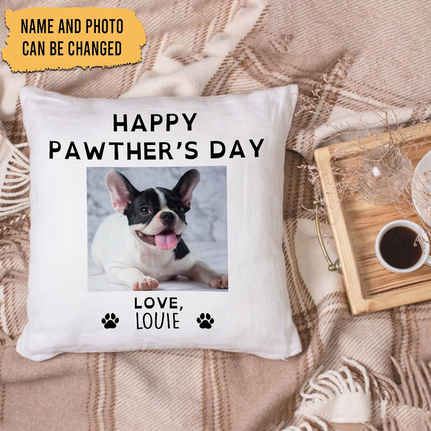 Happy Pawther's Day - Personalized Photo Pillow