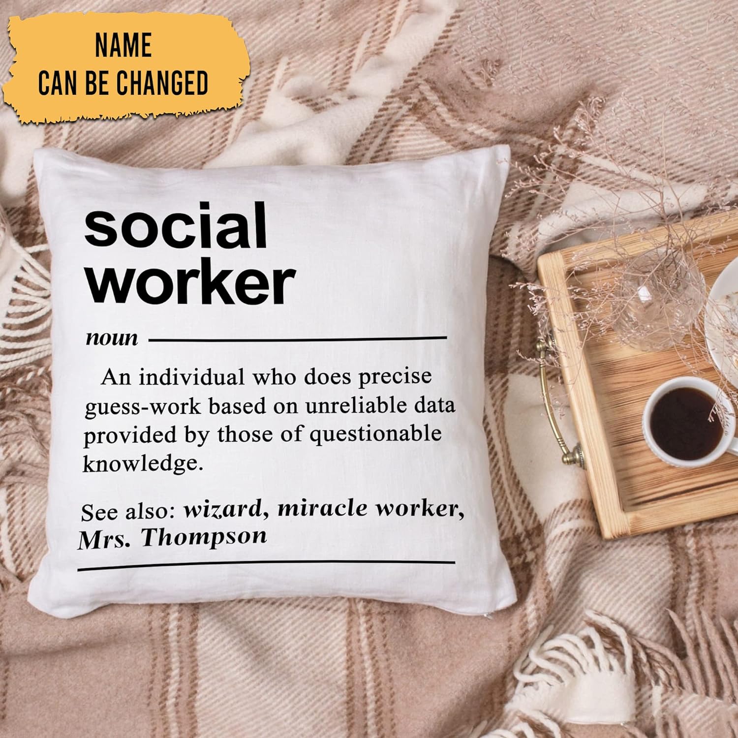 Social Worker Pattern - Personalized Pillow (Insert Included)