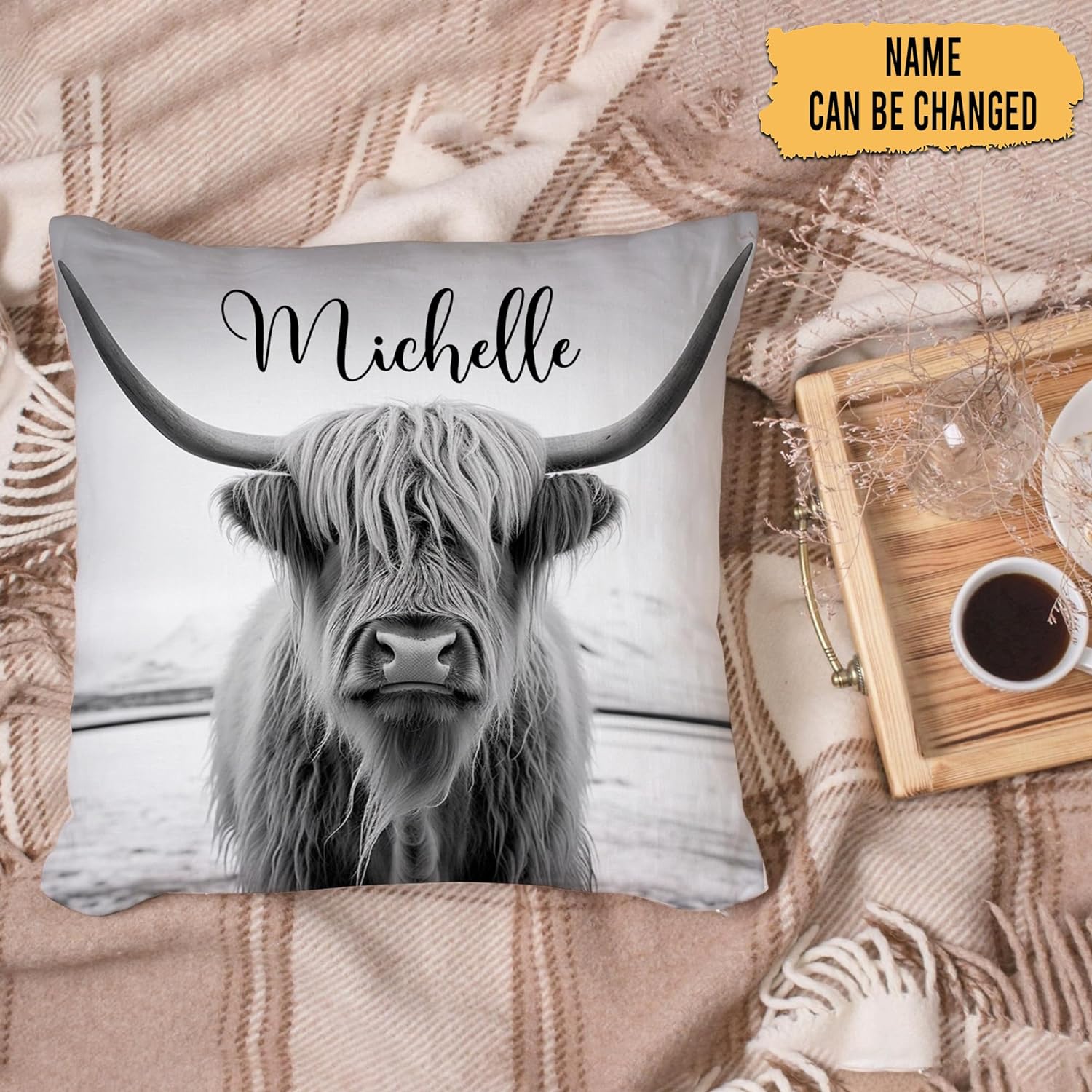 Highland Cow Pillow - Personalized Photo Pillow (Insert Included)