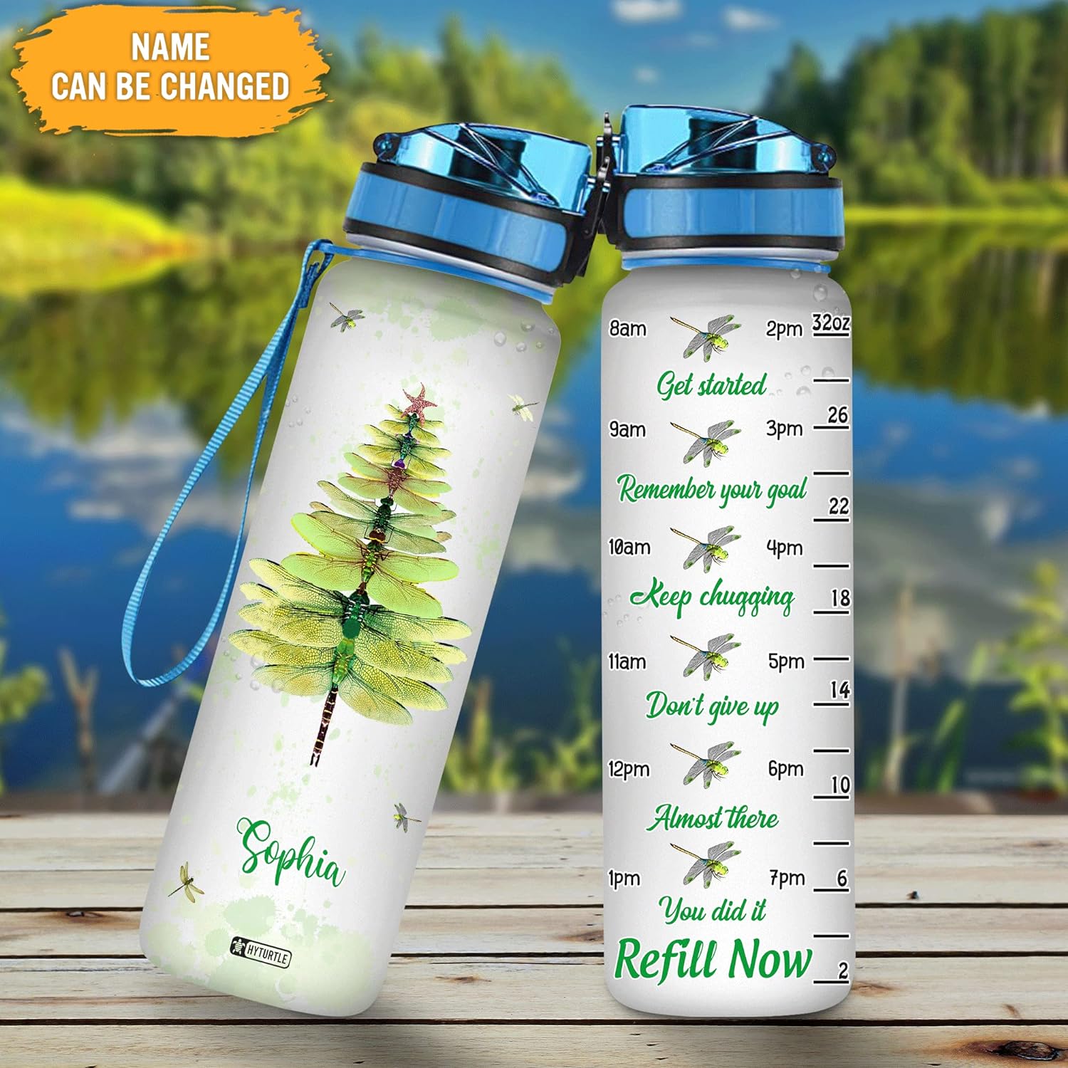 Dragonfly Tree - Personalized Water Tracker Bottle 32oz