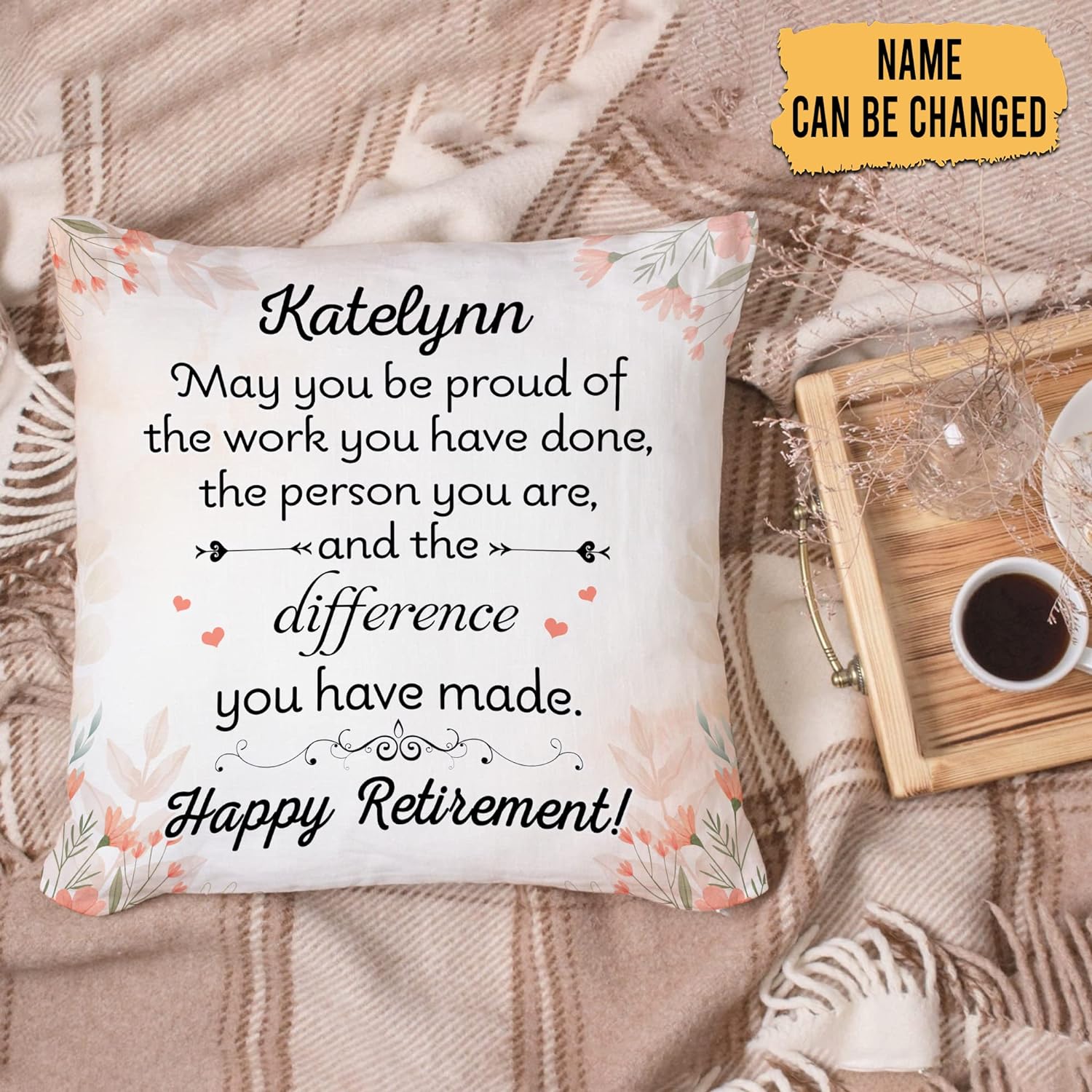 Happy Floral Retirement - Personalized Pillow(Insert Included)