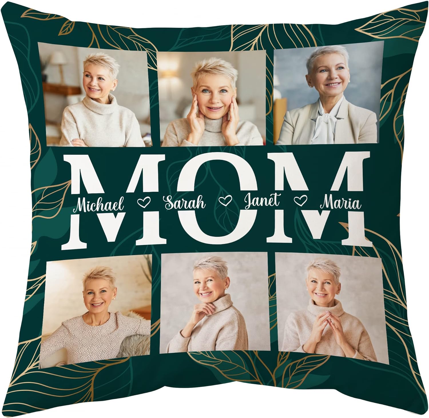 Mom Theme Green Pillow - Personalized Photo Pillow