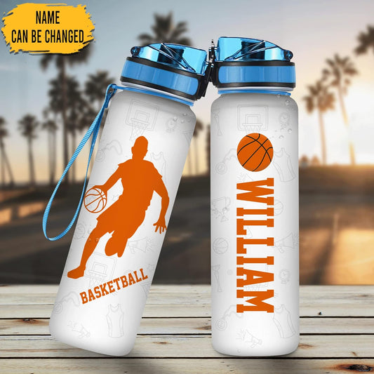 Basketball Player Water Bottle Tracker 32oz – Personalized Sports Gift for Basketball Fans & Athletes