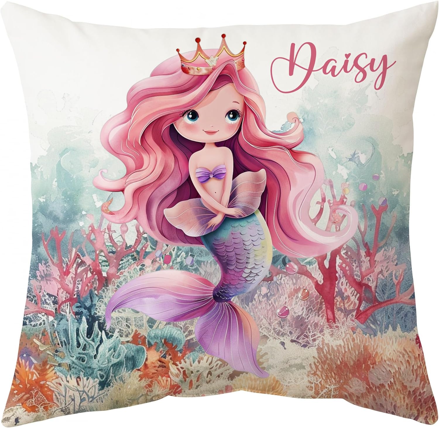 Mermaid Photo Pattern - Personalized Pillow (Insert Included)