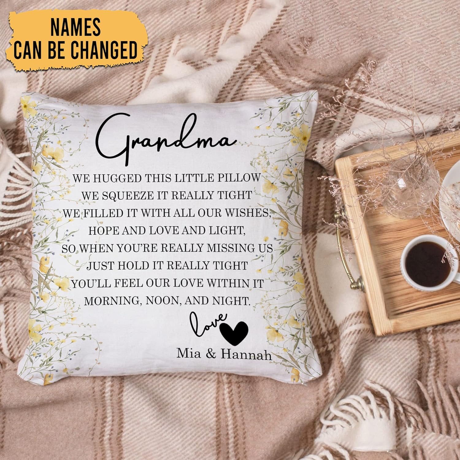 Grandma Floral - Personalized Pillow (Insert Included)