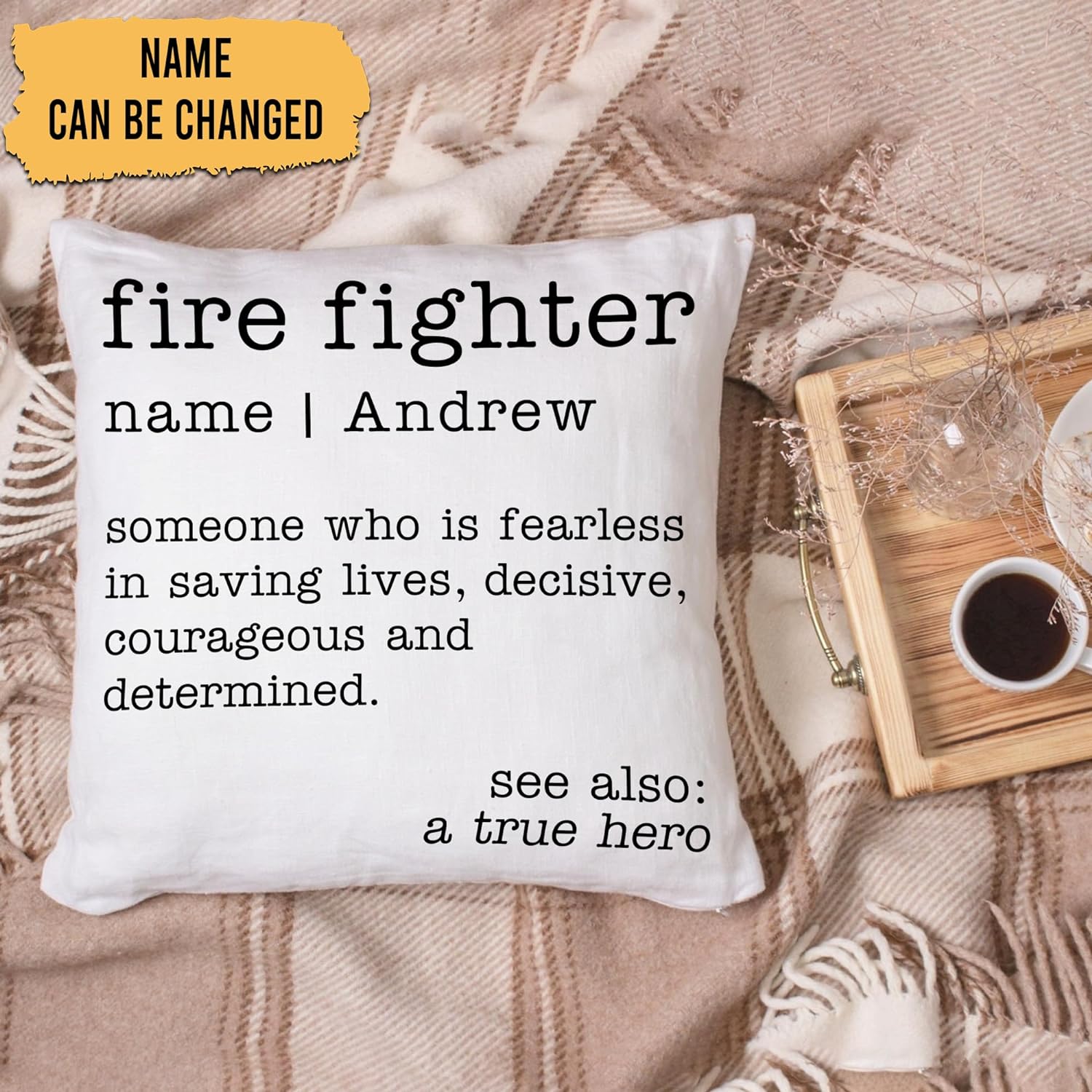 Firefighter Pillow Pattern - Personalized Pillow (Insert Included)