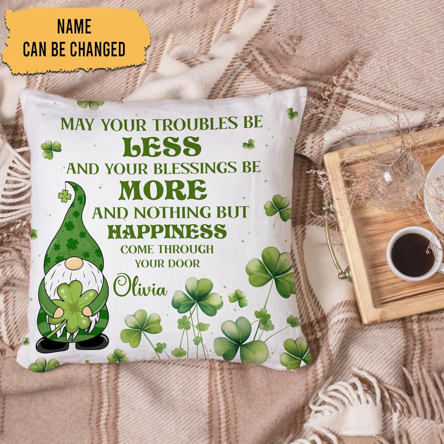 Green Gnomes Pattern - Personalized Pillow(Insert Included)