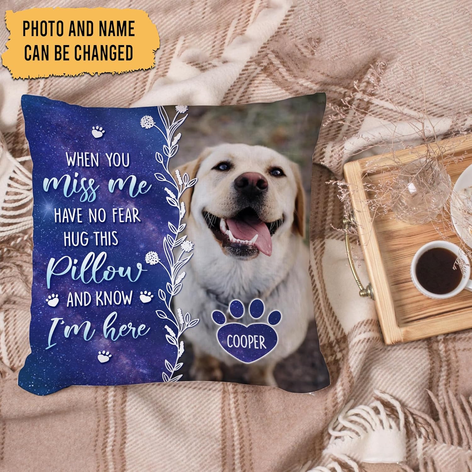 Personalized Pet Memorial Pillow with Insert – “When You Miss Me” Custom Cushion – Sympathy Gift for Pet Lovers