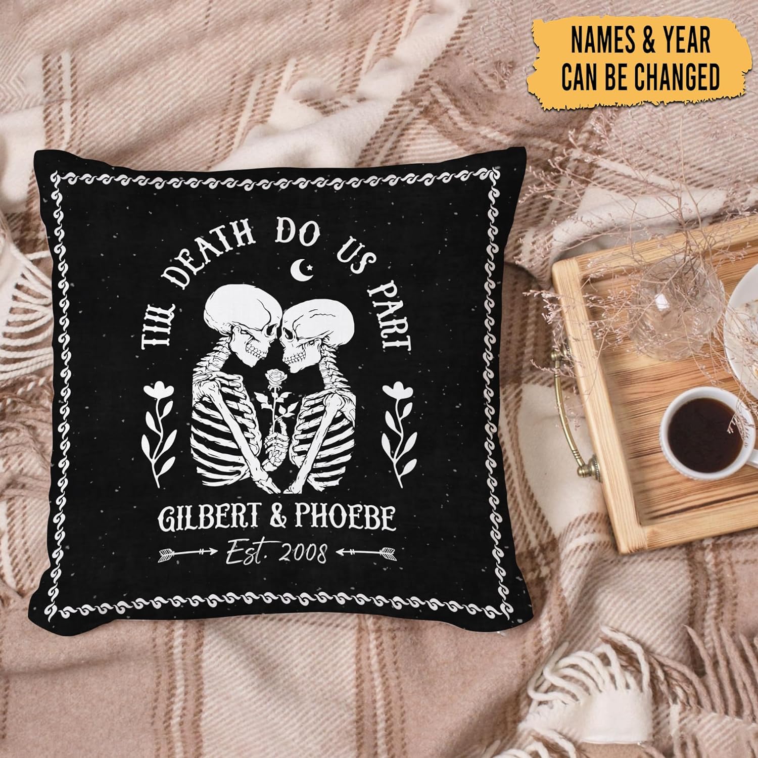 Couple Skull Pattern - Personalized Pillow (Insert Included)