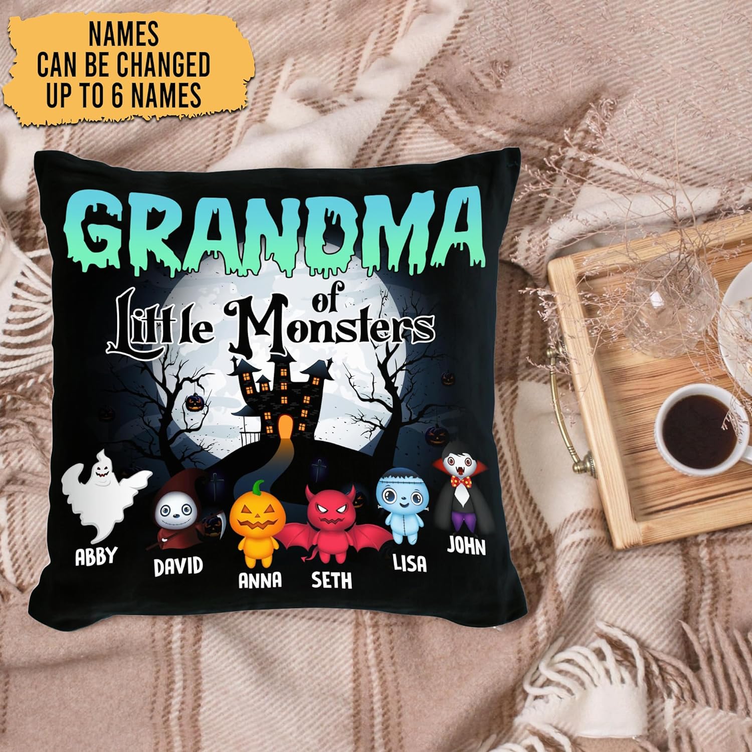 Grandma Of Little Monsters - Personalized Pillow (Insert Included)