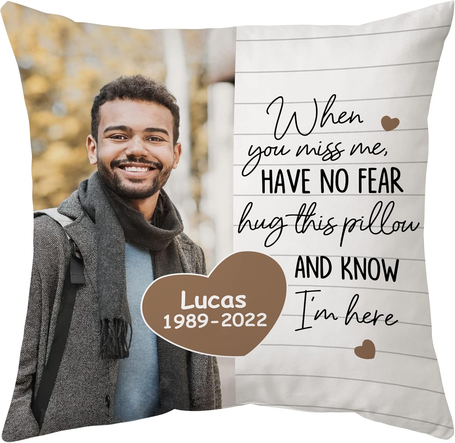 Personalized Memorial Sympathy Pillow with Insert – Custom Photo Remembrance Cushion – Bereavement Gift for Loss of Loved One