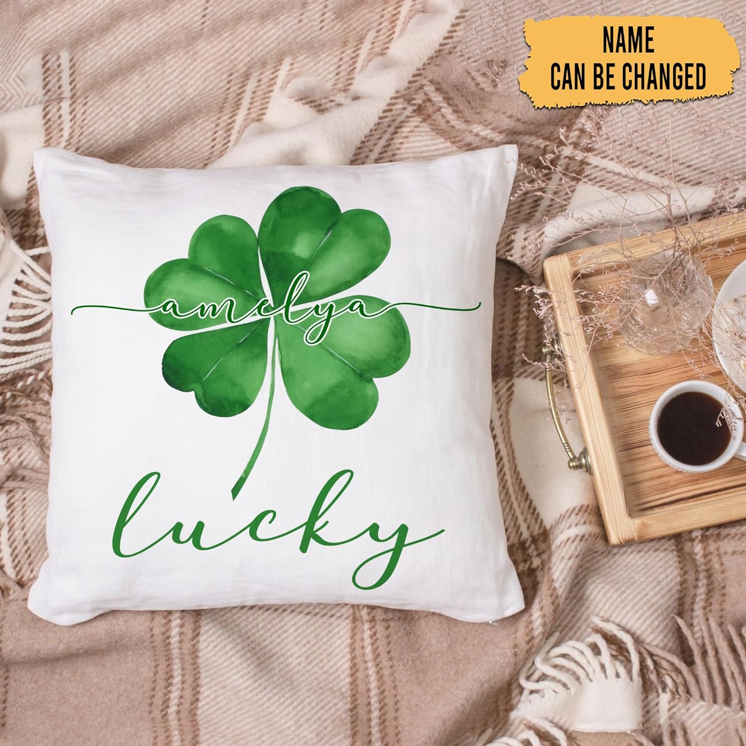 Green Four-Leaf Clover - Personalized Pillow(Insert Included)