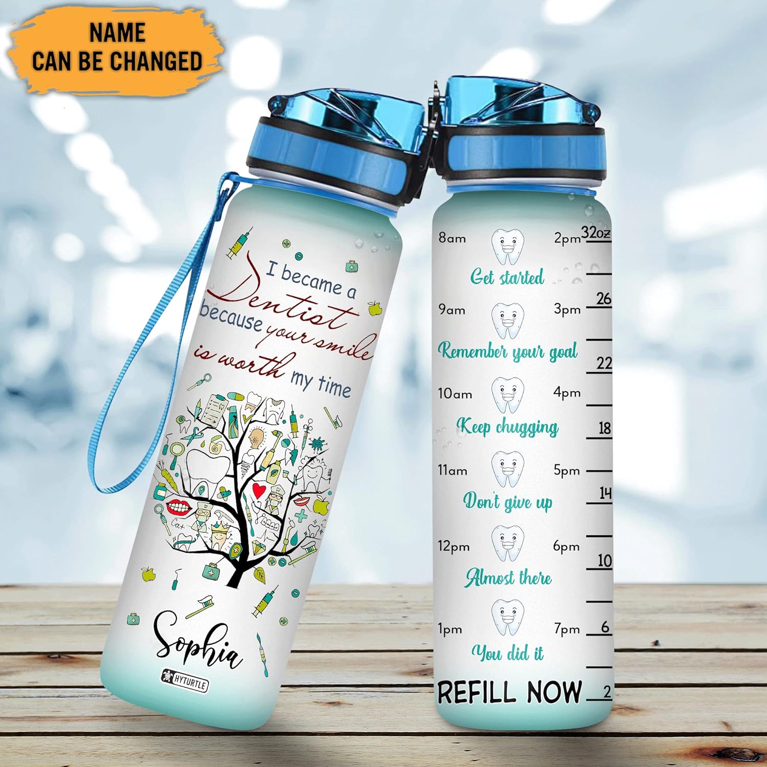 I Became A Dentist - Personalized Water Tracker Bottle 32oz