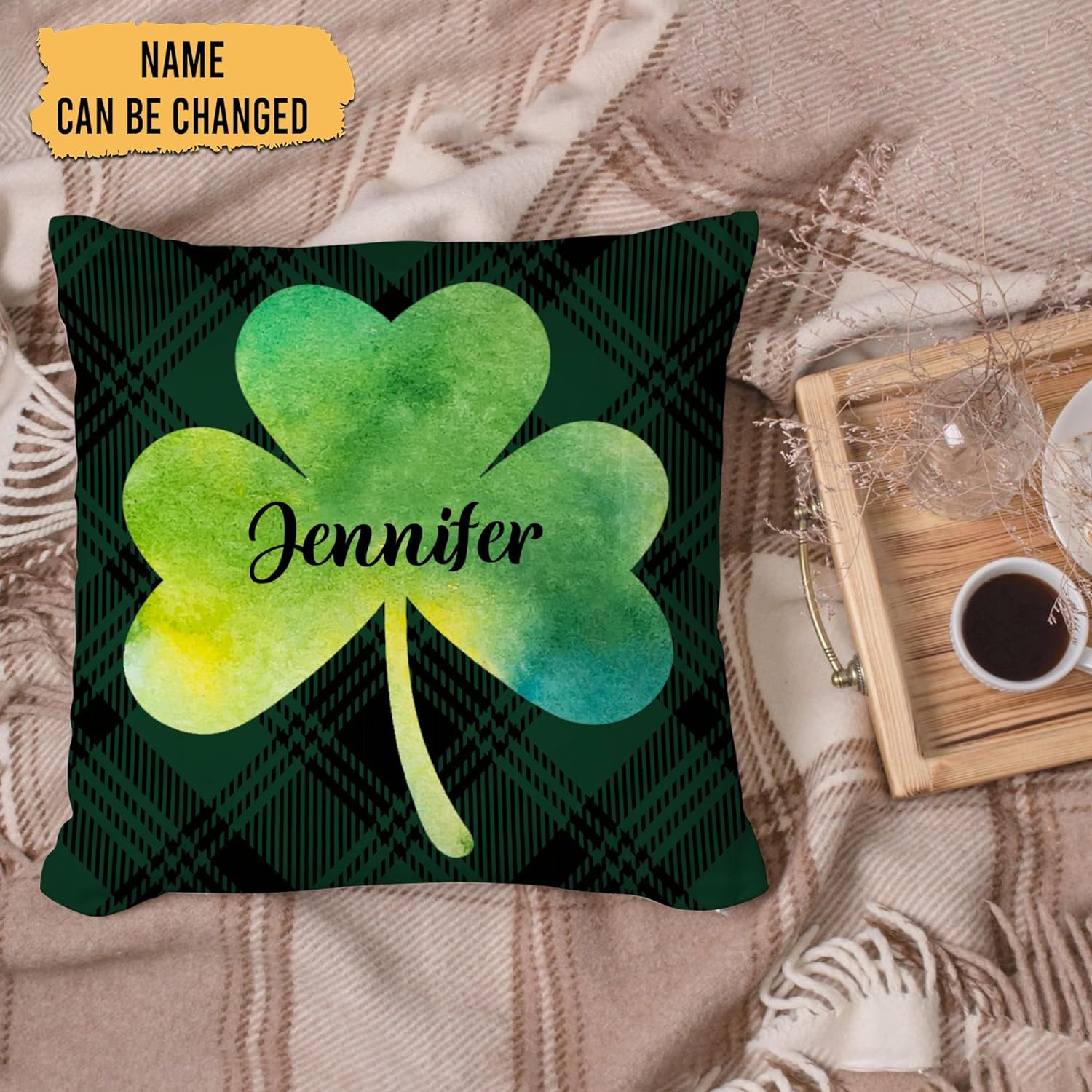 Green Three Leaf Clover - Personalized Pillow(Insert Included)